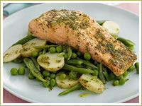 Fresh Salmon with Spring Vegetables and Mint